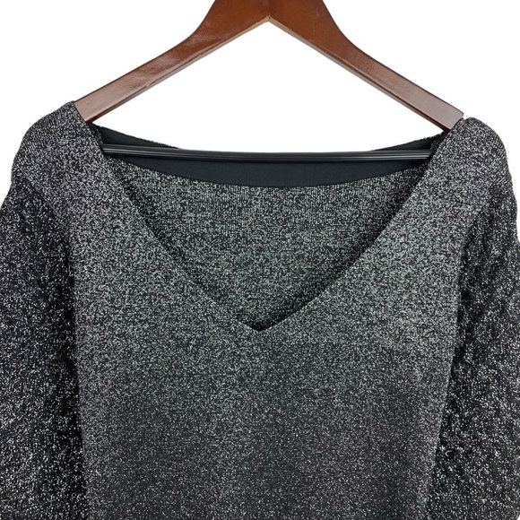 Sachin & Babi | Black Silver Metallic V Back Sweater - Picture 5 of 9